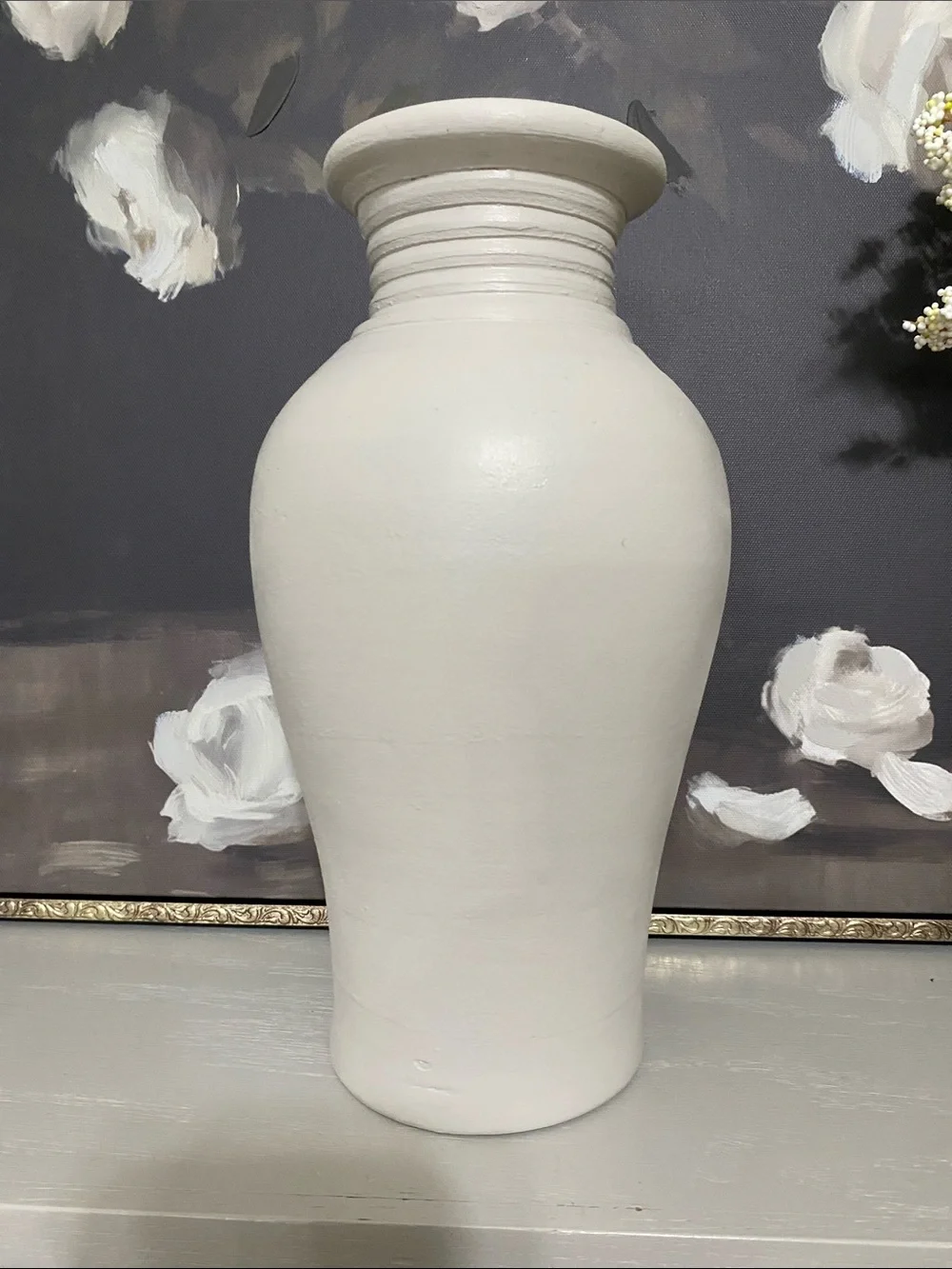 Painted Greige 11 Inches Tall Cermamic Vase